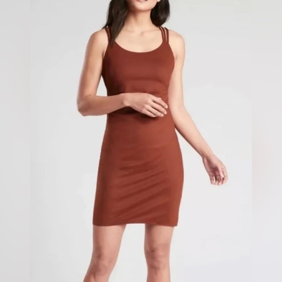 Athleta Dresses & Skirts - Athleta Hyper Focused Dress Size Small Criss Cross Back Burnt Orange Rust